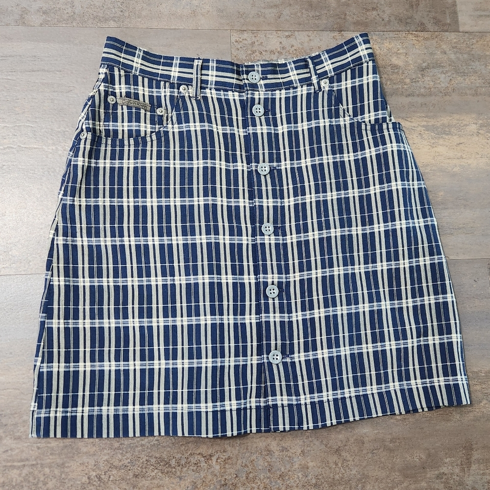 Calvin Klein Plaid Button-Front Skirt